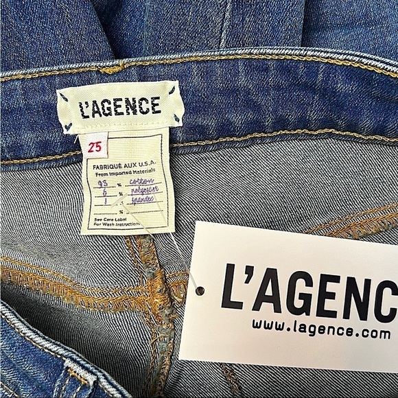 NWT L’AGENCE High Rise Stretch Denim Ankle Slit Button Hem Crop Skinny Jeans 25 - Picture 6 of 7